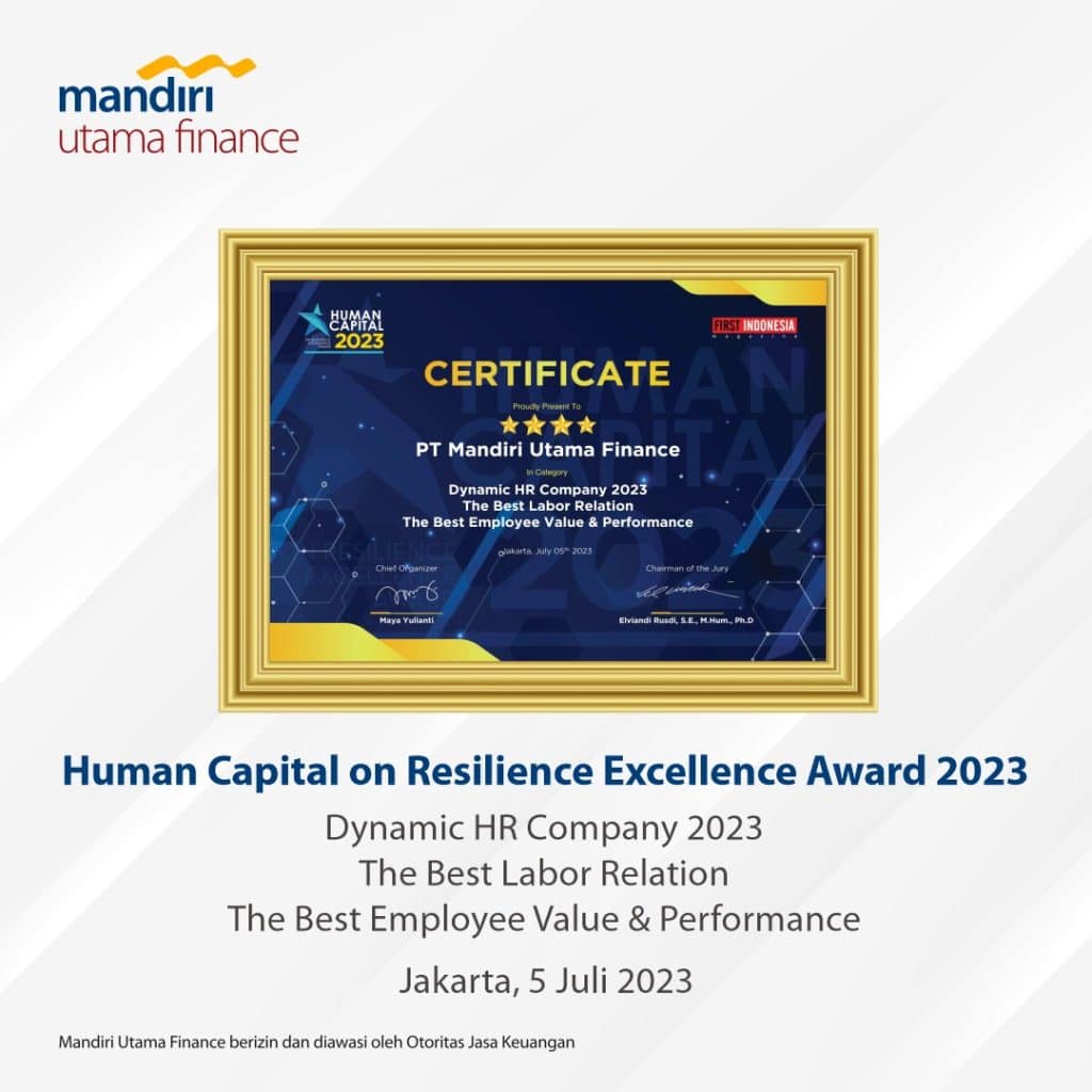 Mandiri Utama Finance Raih Penghargaan Human Capital On Resilience